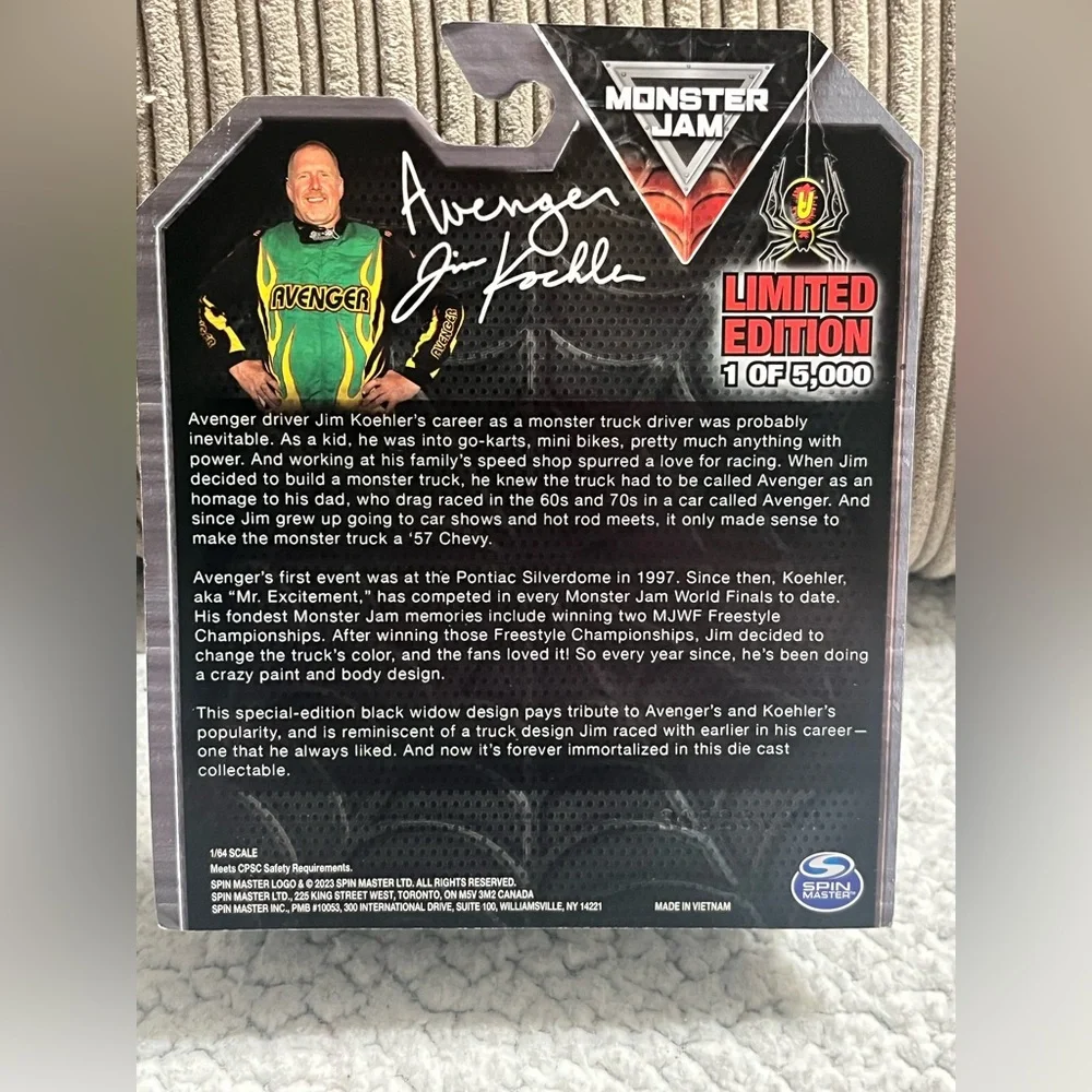 Monster Jam Avenger
Exclusive Black Widow LIMITED
EDITION 1 of 5000 - Picture 2 of 8